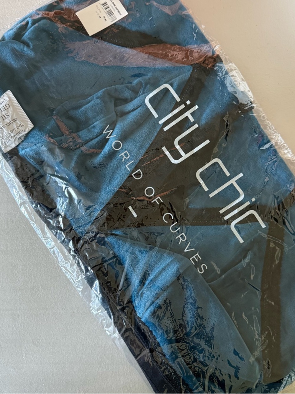 City Chic Teal Blue Velour Chemise Dress with Black Trim 18W - Picture 4 of 9